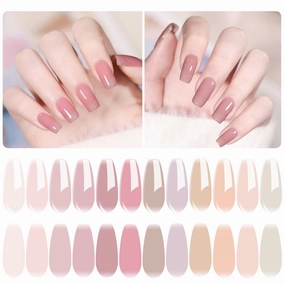Vishine 12Pcs Sheer Nude Clear Pink Gel Nail Polish Set Jelly Neutral Translucent Nude Tones Colors, Crystal Jelly Nail Gel Milky White Brown, Trendy Nail Art Designs DIY Home Gel Manicure Set