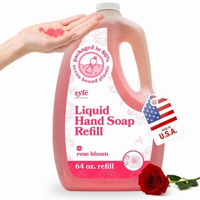 Vitamin Hand Soap Refill - Liquid Hand Soap - Natural Plant Derived Moisturizing Handsoap with Essential Oil Fragrance Rose Bloom - Soft Hand Wash for Kitchen & Bathroom - Lush Soft Soap 64oz