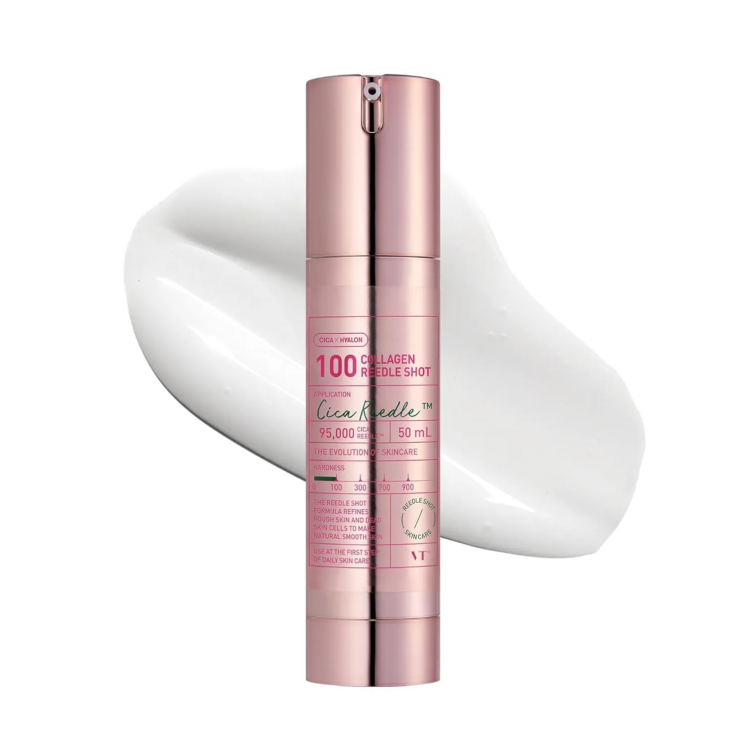VT COSMETICS Collagen Reedle Shot 100, Collagen Microneedling Serum, Firming & Elasticity, 500Da Collagen Extract, Soft & Glass Skin, Pink Collagen Serum, Korean Skin Booster 1.69Fl Oz(50ml)