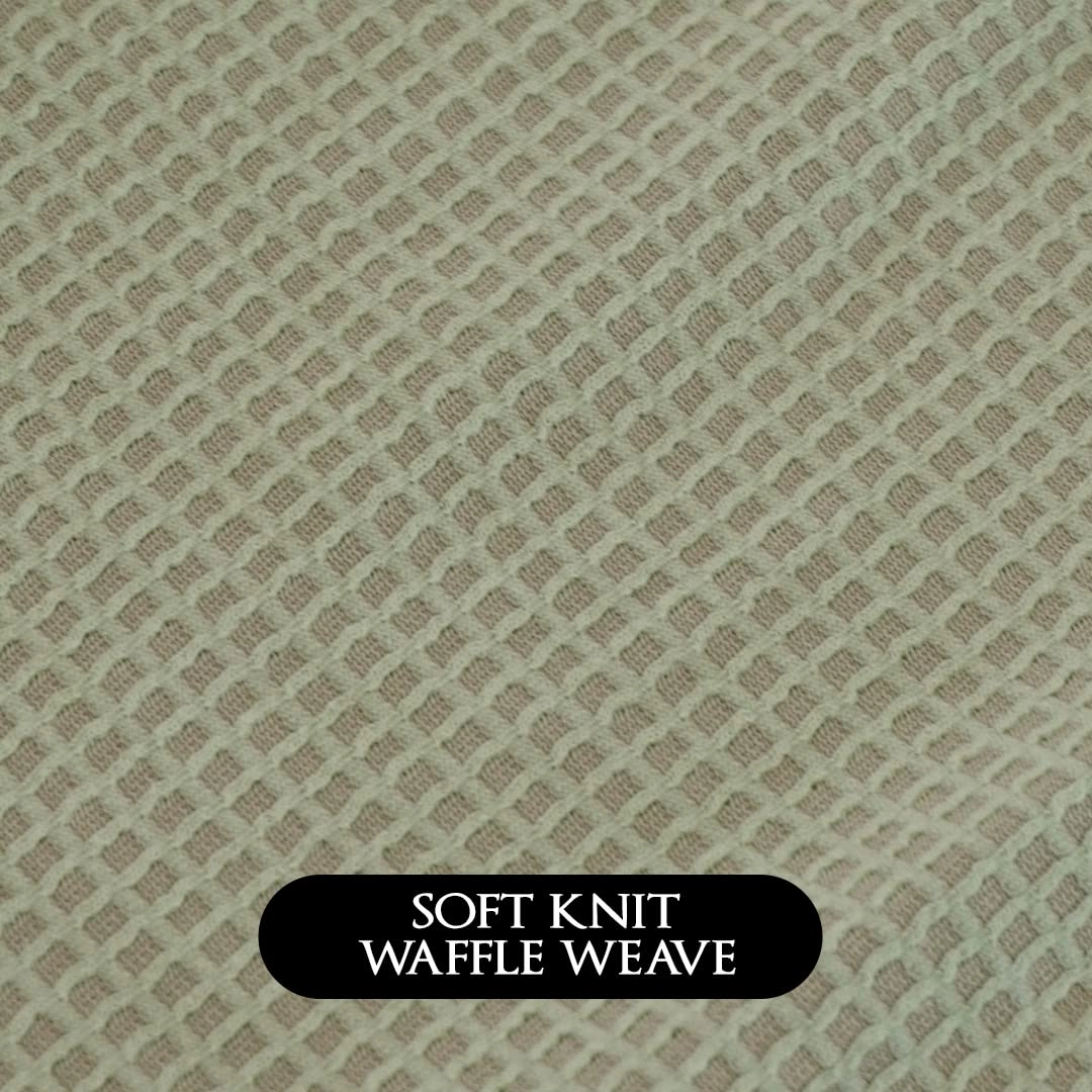 Waffle Weave Long Spa Wrap, Simple Body Wrap, Luxurious Waffle Weave Knit, One Size Fits Most, Generous Length, Elasticized Top with touch-and-close fasteners at Top and Waist, Sage