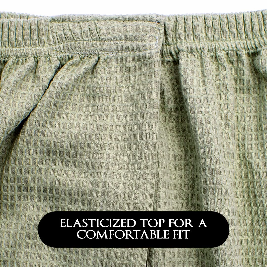Waffle Weave Long Spa Wrap, Simple Body Wrap, Luxurious Waffle Weave Knit, One Size Fits Most, Generous Length, Elasticized Top with touch-and-close fasteners at Top and Waist, Sage