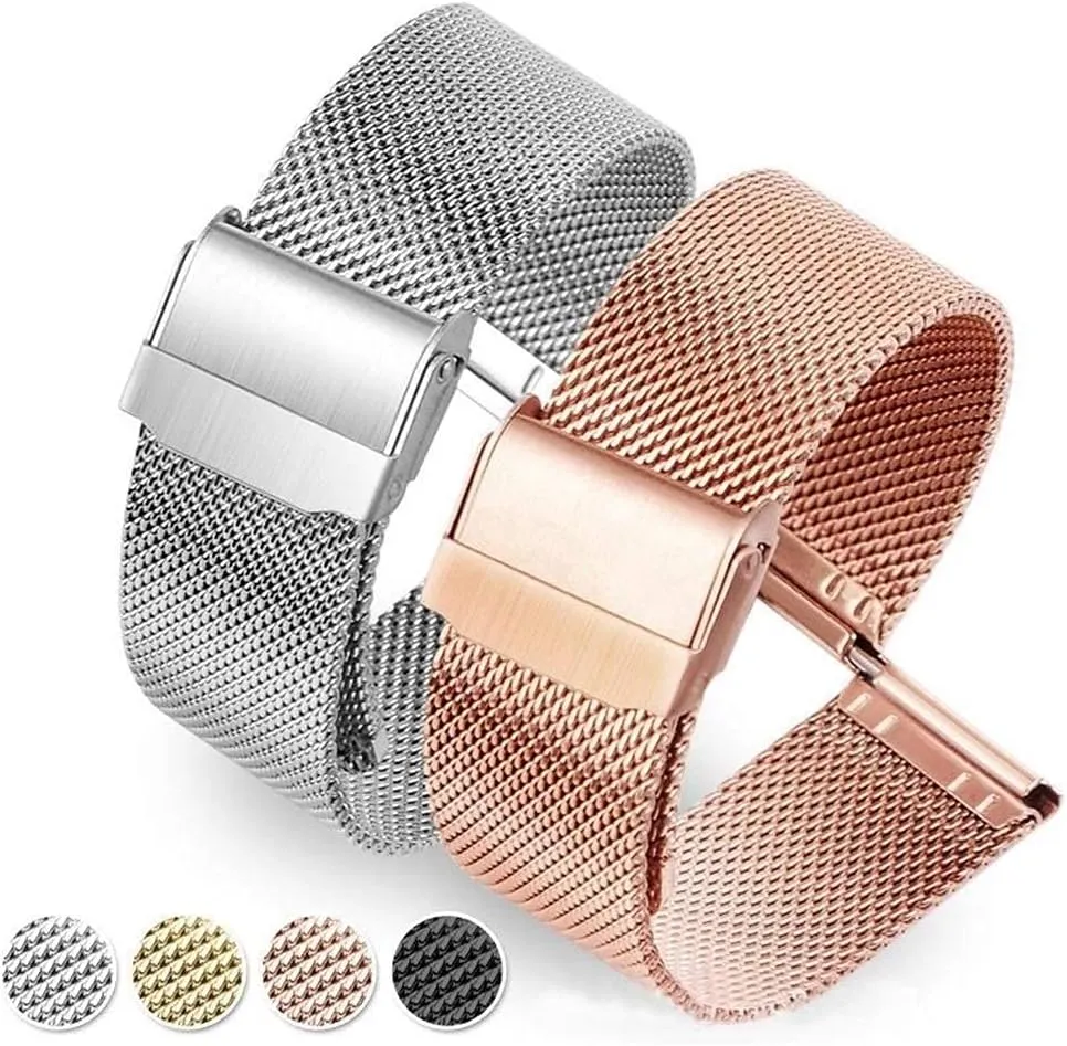 watch strap watchband 12mm 14mm 16mm 18mm 20mm 22mm 24mm universal stainless steel metal band bracelet black rose gold