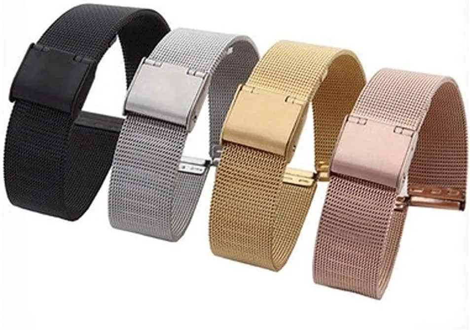 watch strap watchband 12mm 14mm 16mm 18mm 20mm 22mm 24mm universal stainless steel metal band bracelet black rose gold