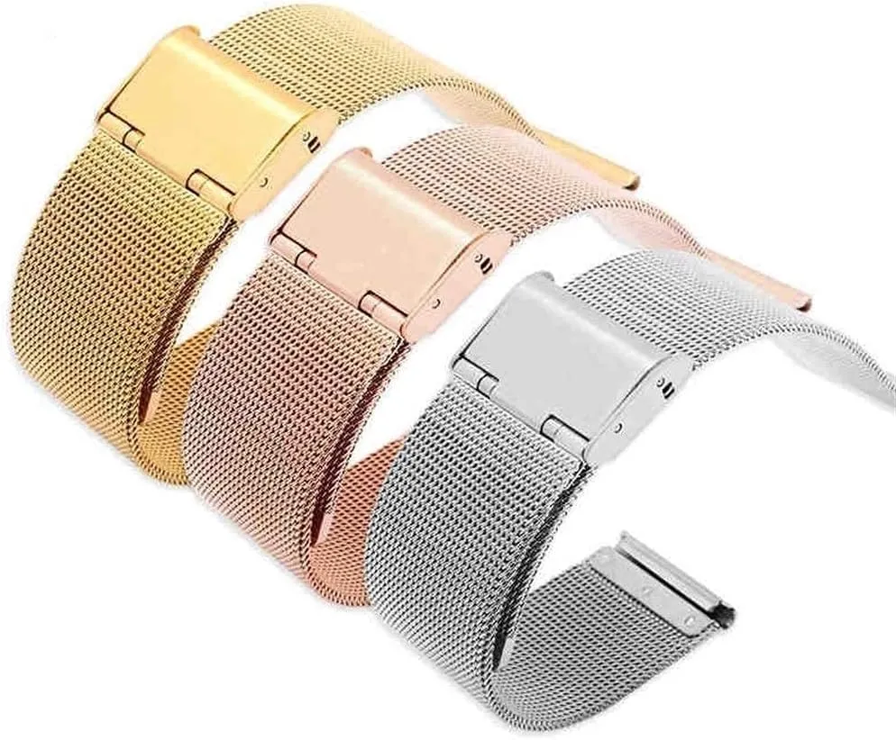 watch strap watchband 12mm 14mm 16mm 18mm 20mm 22mm 24mm universal stainless steel metal band bracelet black rose gold
