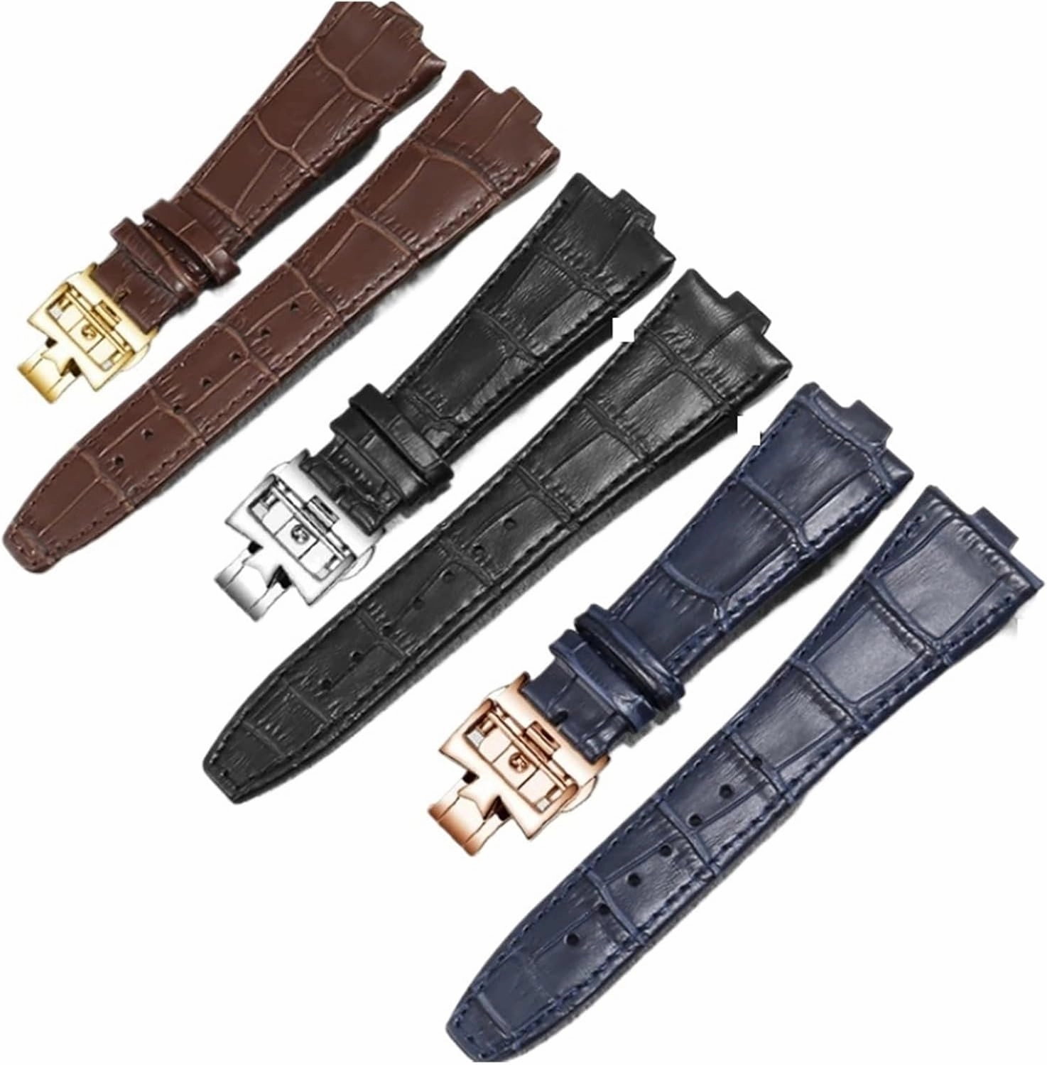 Watch Band Compatible with Vacheron Constantin 500V 5500v P47040 Soft Comfortable Raised Mouth Cowhide Watch Strap 25x8mm(Brown-Rose-K16)