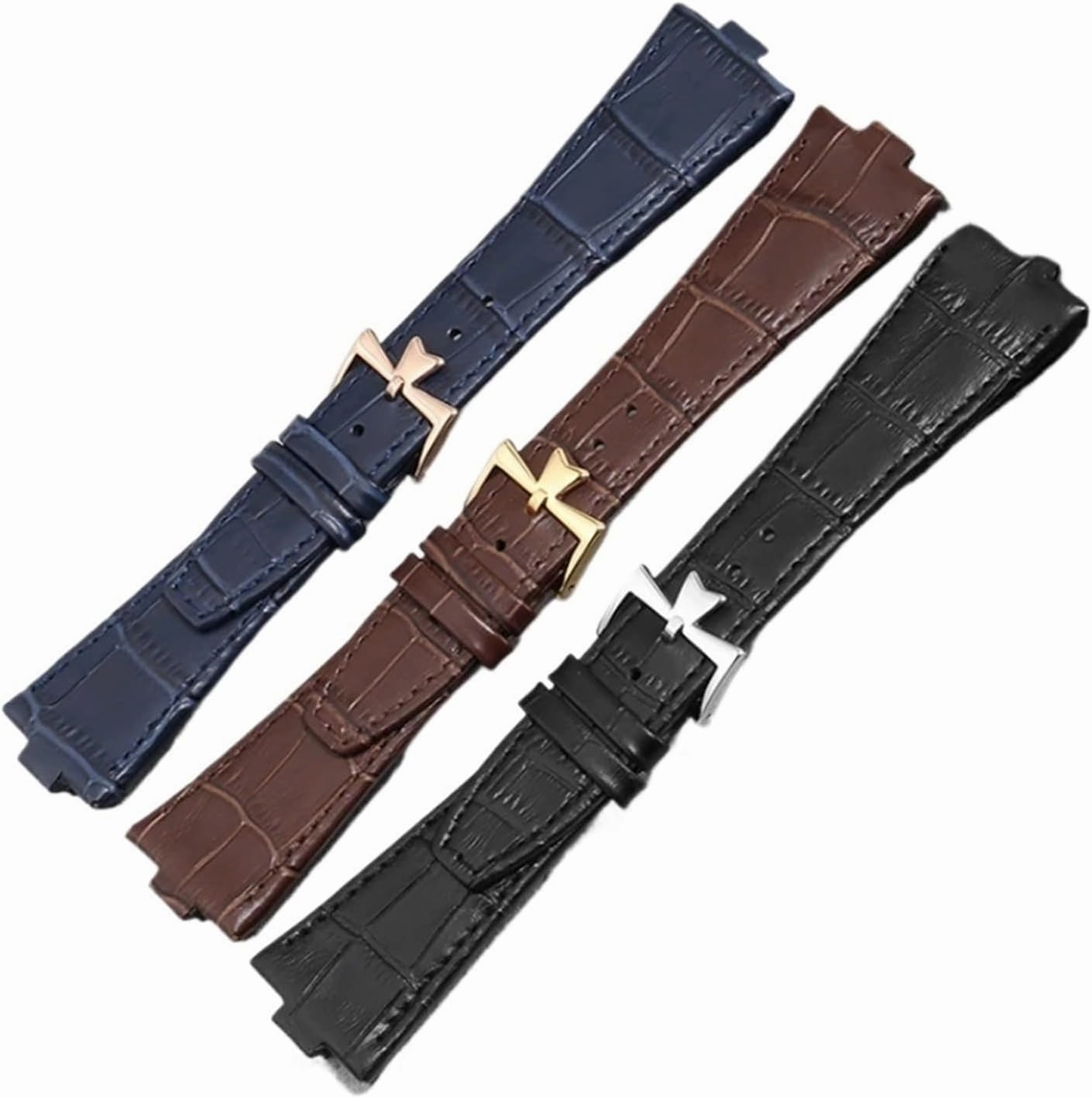 Watch Band Compatible with Vacheron Constantin 500V 5500v P47040 Soft Comfortable Raised Mouth Cowhide Watch Strap 25x8mm(Brown-Rose-K16)