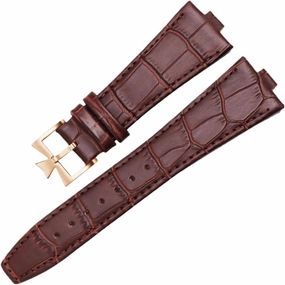Watch Band Compatible with Vacheron Constantin 500V 5500v P47040 Soft Comfortable Raised Mouth Cowhide Watch Strap 25x8mm(Brown-Rose-K16)