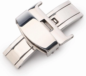 Watch Band Watch Strap Stainless Steel Solid Double Push Button Fold Watch Buckle Butterfly Deployment Clasp Watch Strap 12-24mm Watch Straps