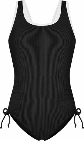 Weixinbuy Girls Swimsuit Ribbed Bathing Suit for Girls Adjustable Strap Color Block Summer Beach One Piece Swimsuit