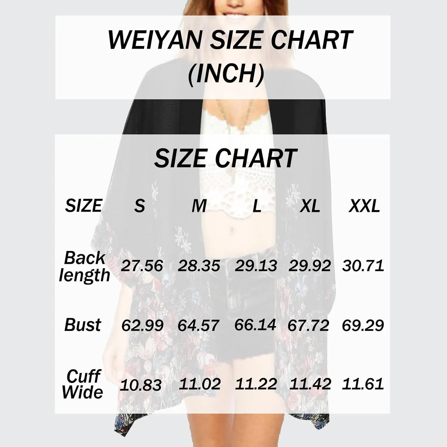 WEIYAN Women's Tops Loose Chiffon Kimono Cardigan Beach Swim Cover up Blouse