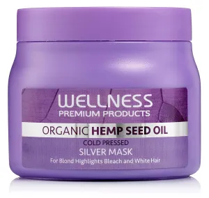 Wellness Premium Products Silver Conditioning Treatment Mask for Blonde & Grey Hair Tones Unwanted Brassiness & Yellow Undertones - 500ML