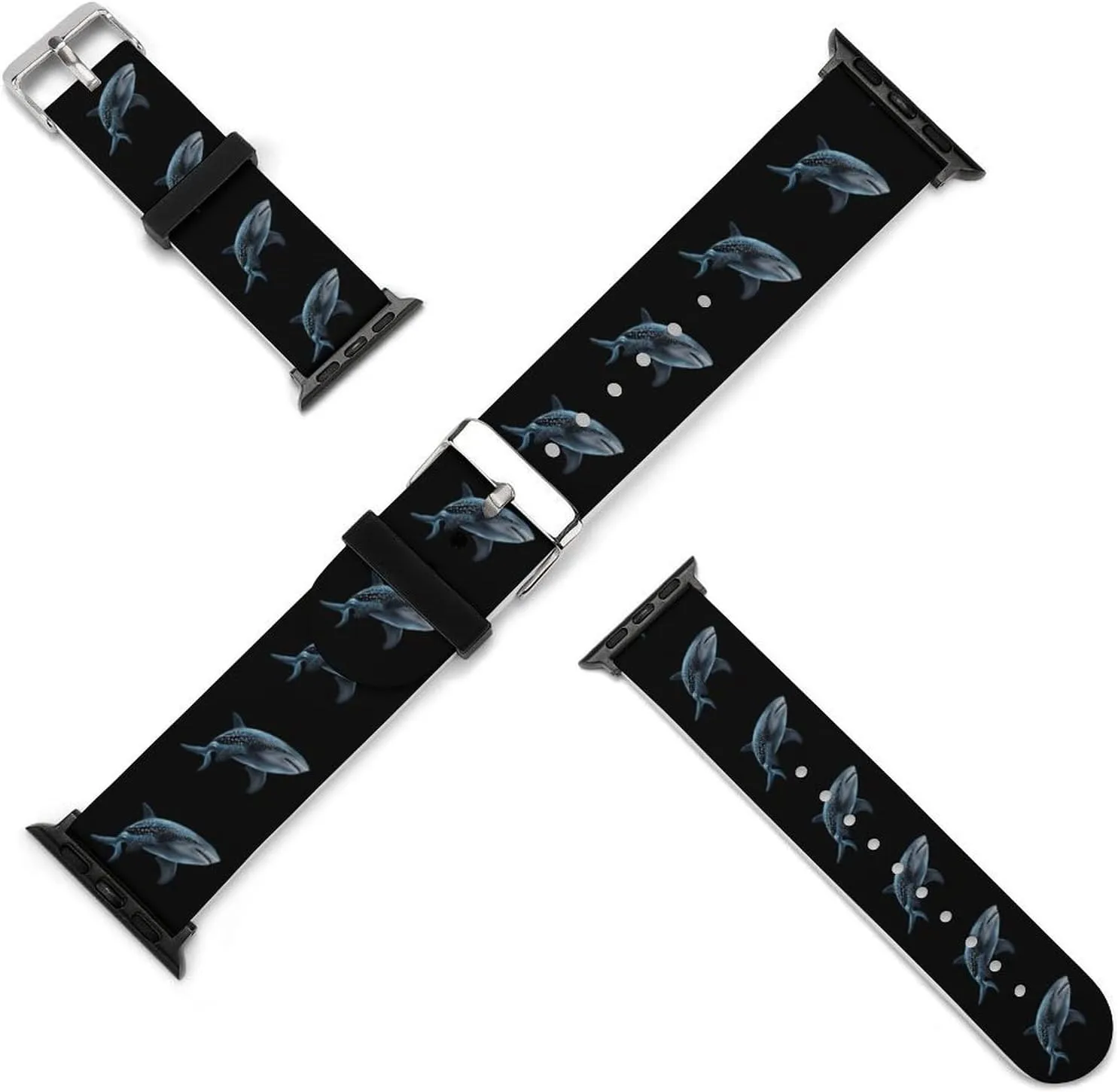 Whale Shark Adjustable Silicone Watchband Compatible with IWatch Classic Soft Sports Watch Strap for Men Women