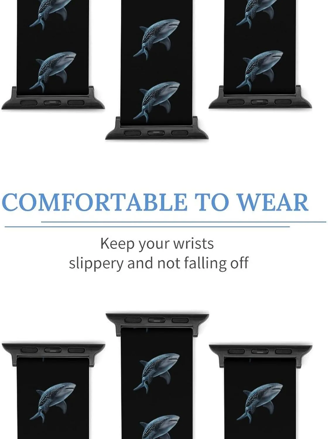 Whale Shark Adjustable Silicone Watchband Compatible with IWatch Classic Soft Sports Watch Strap for Men Women