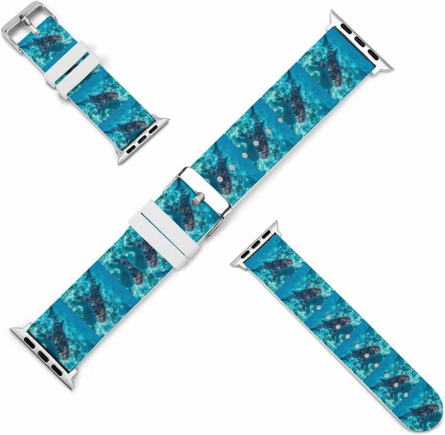 Whale Shark Ocean Adjustable Silicone Watchband Compatible with IWatch Classic Soft Sports Watch Strap for Men Women