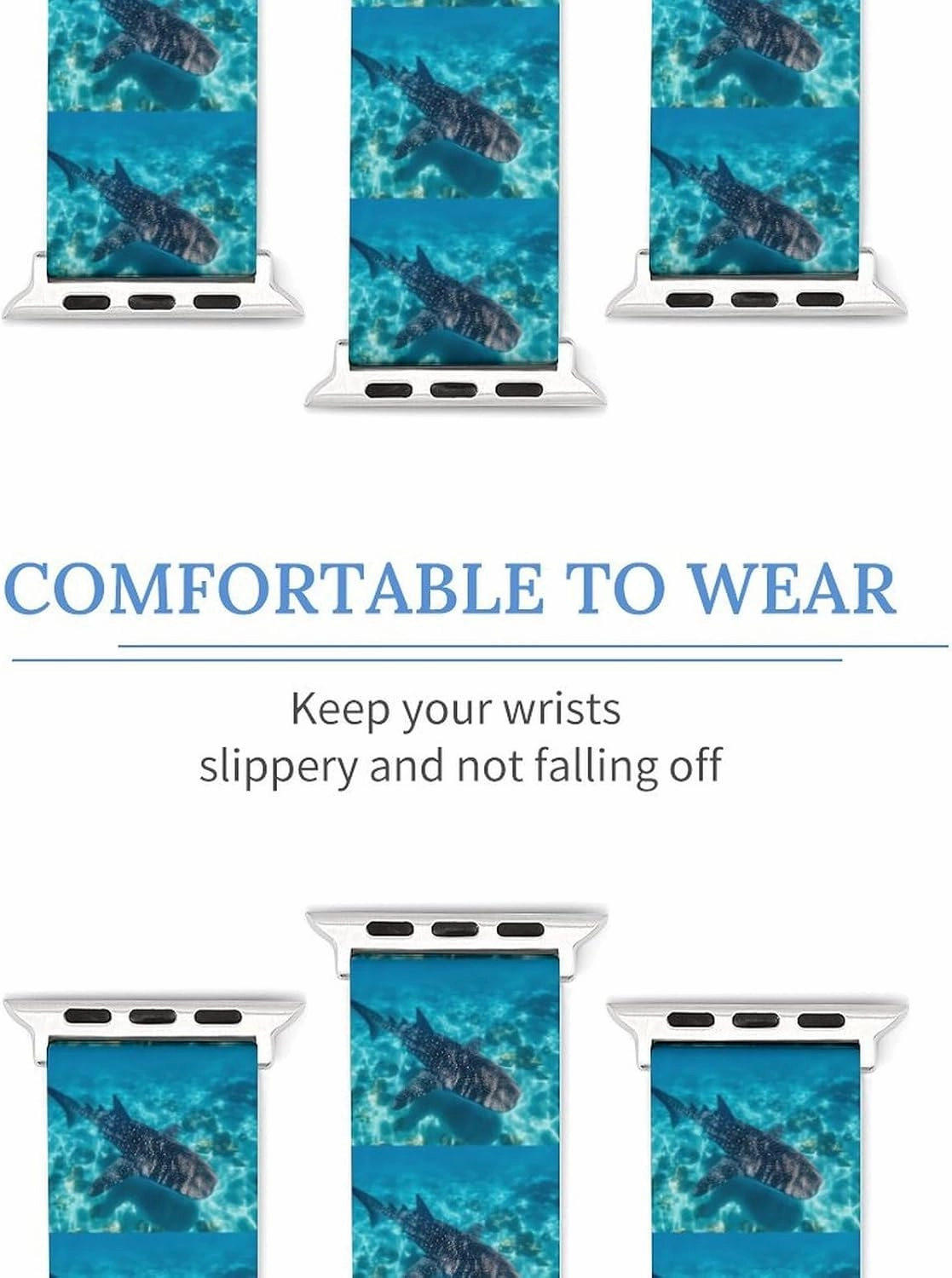 Whale Shark Ocean Adjustable Silicone Watchband Compatible with IWatch Classic Soft Sports Watch Strap for Men Women
