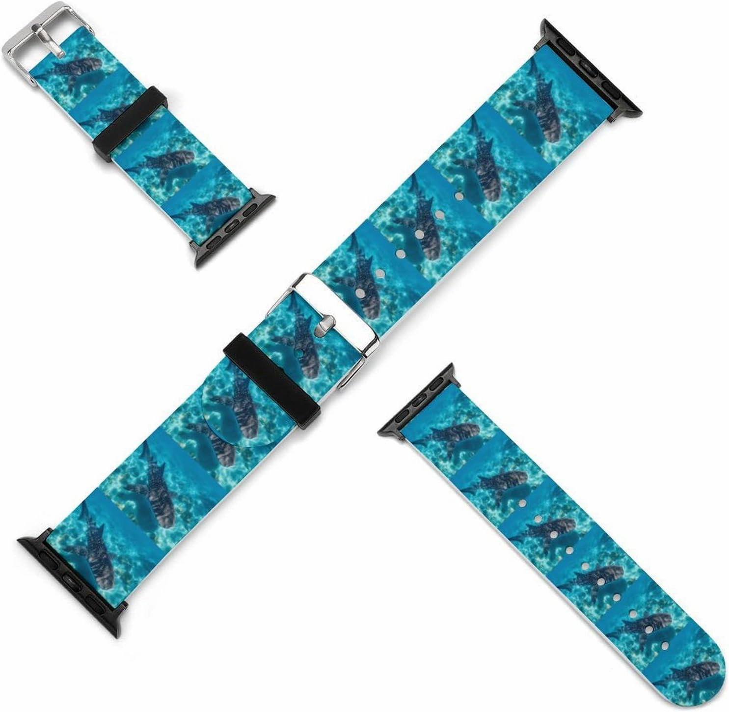 Whale Shark Ocean Adjustable Silicone Watchband Compatible with IWatch Classic Soft Sports Watch Strap for Men Women
