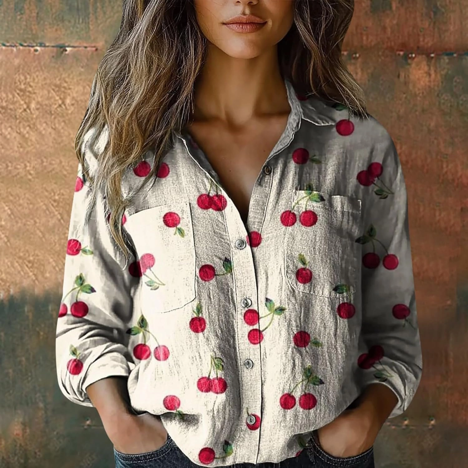 White Linen Shirt Women Fashion Down Shirts Casual Tops Long Sleeve Blouse Solid Casual Blouses with Pocket
