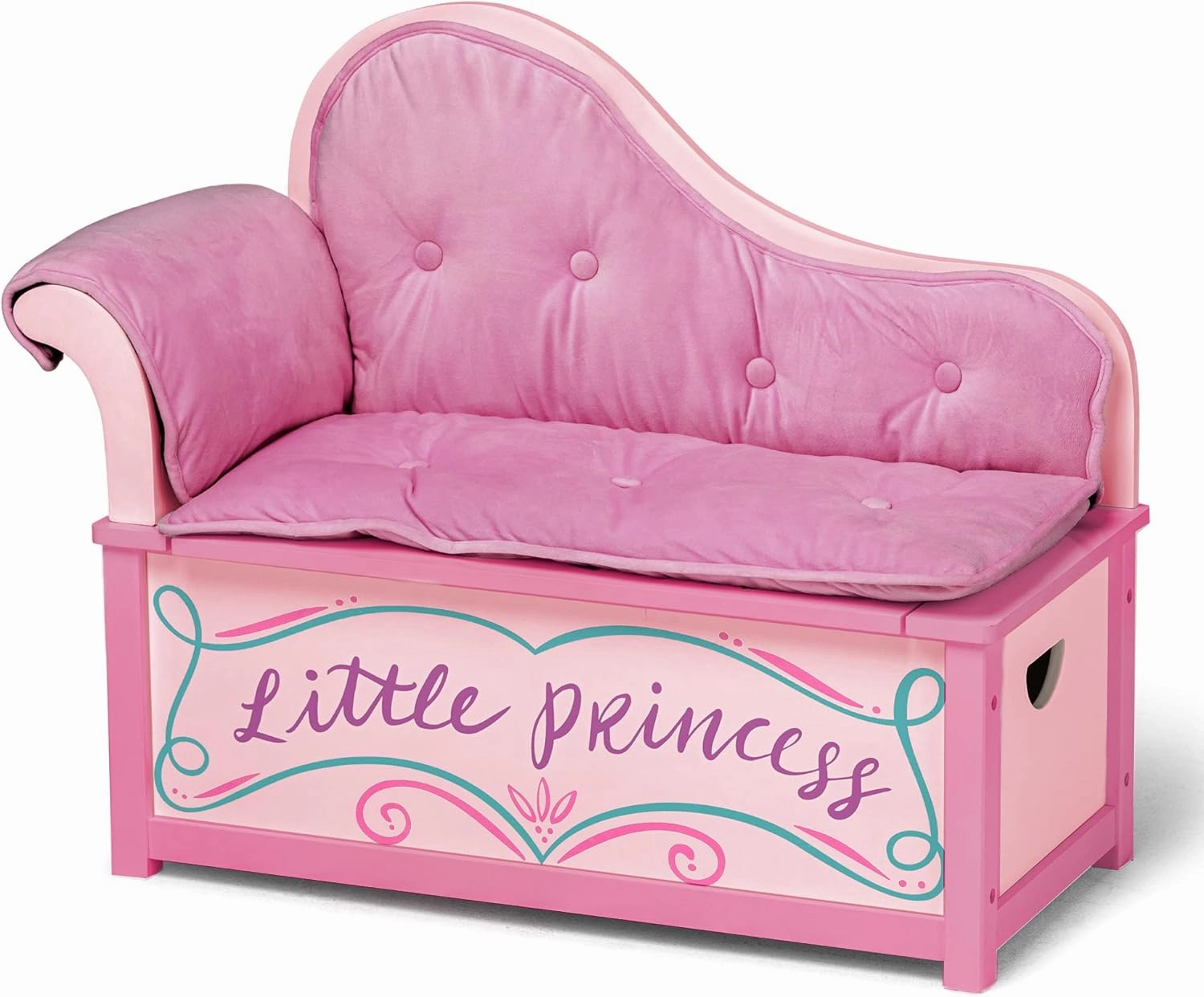 Wildkin Kids Princess Chaise Lounge with Storage, Features Toy Box Bench Seat Safety Hinge, Two Carrying Handles, and Removable Back, Arm, and Seat Cushions, Measures 32 x 15.5 x 27 Inches (Pink)