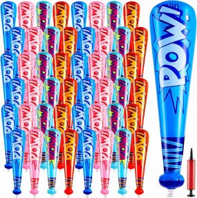 WILLBOND 48 Pcs 17 Inch Inflatable Baseball Bat Bulk Baseball Party Favors Decorations, Inflatable Toys Blow up Bat with 1 Pump for Sports Theme Supplies Carnival Prizes, 4 Colors