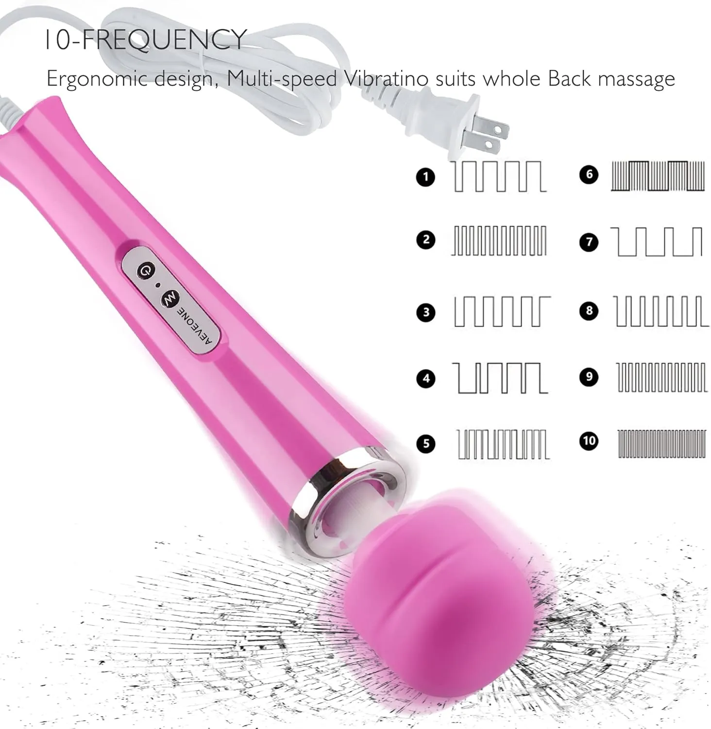 Wired Powerful Handheld Electric Massager, Strong Personal Back Massage for Sports Recovery, Muscle Aches, Body Pain (Rose red)
