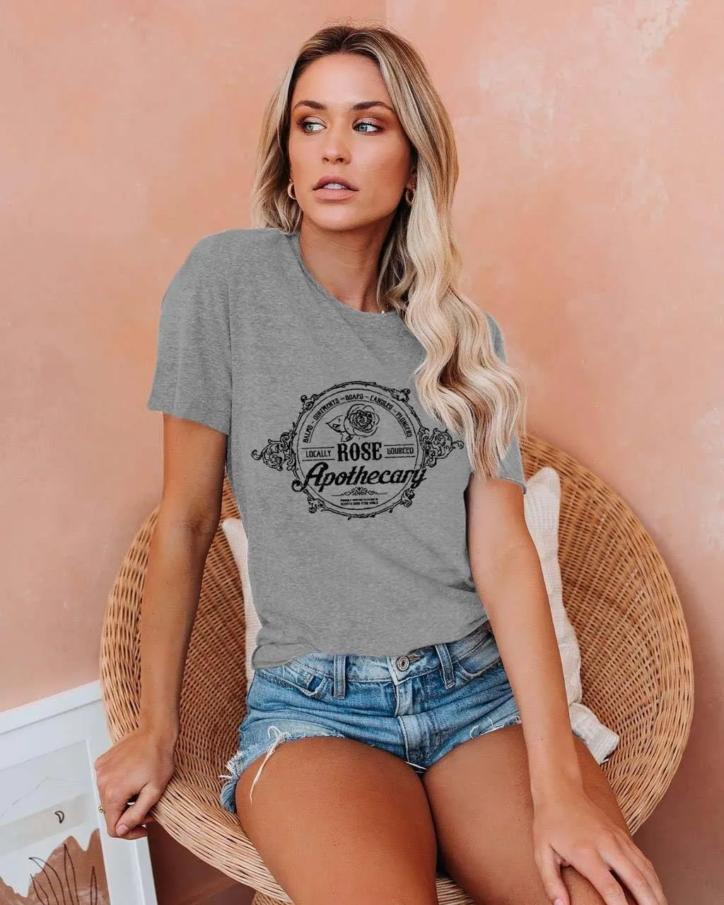 Women Vintage T Shirt Funny Summer Short Sleeve Tops Print Graphic Tees