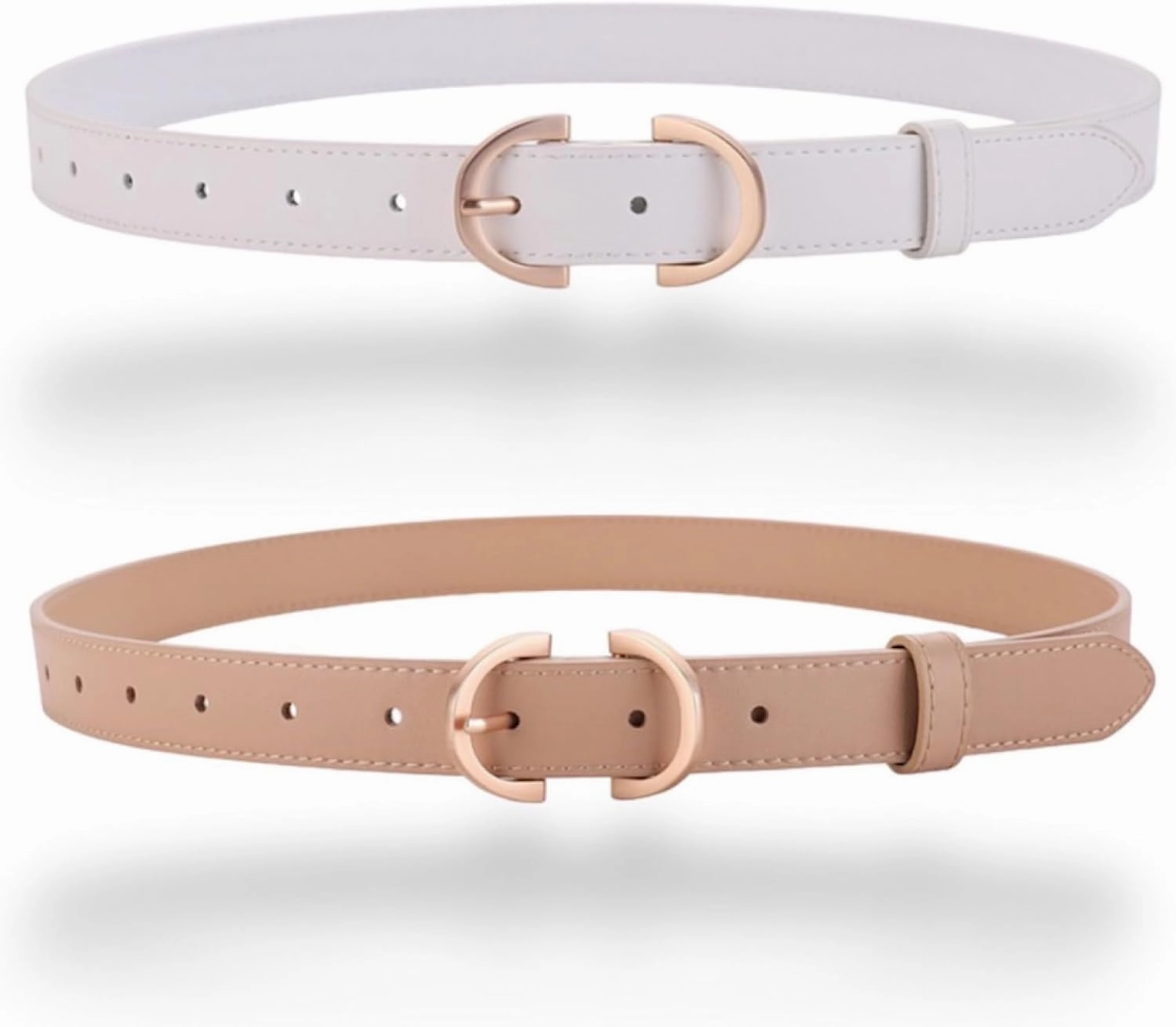 Women's Belt Soft Premium Genuine Leather Belts Waist Belt Solid Color Gold Buckle Waistband For Pants, Jeans & Dress