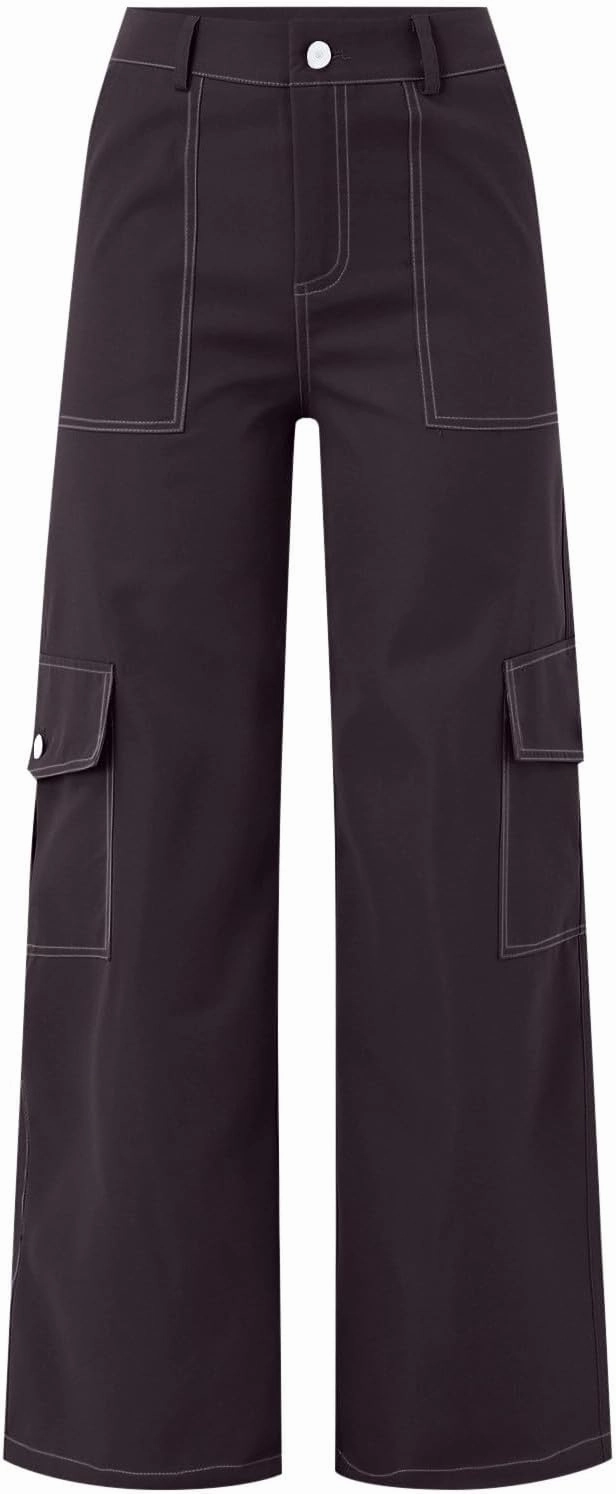 Women's High Waisted Cargo Pants Baggy High Waisted Parachute Pants with Pockets Wide Leg Y2K Streetwear Casual Pants