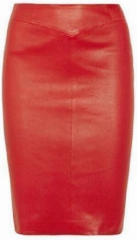 Women's Leather Skirt Genuine Soft Lambskin Leather Below-Knee Skirt Black, Red, Brown, White