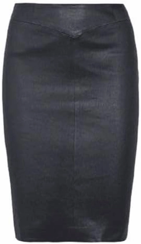 Women's Leather Skirt Genuine Soft Lambskin Leather Below-Knee Skirt Black, Red, Brown, White
