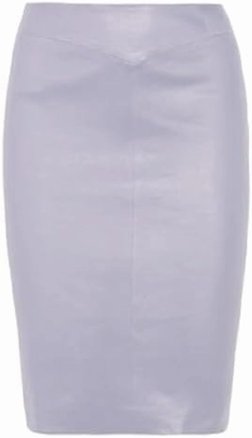 Women's Leather Skirt Genuine Soft Lambskin Leather Below-Knee Skirt Black, Red, Brown, White