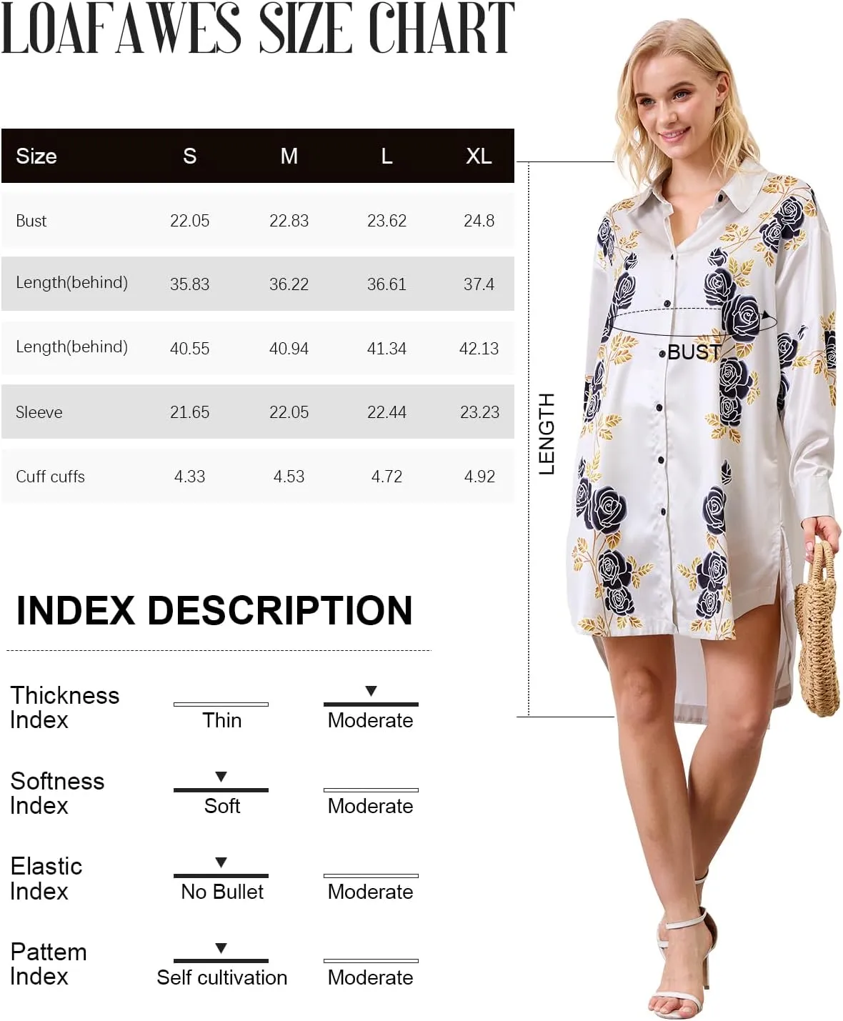 Women's Button Down Floral Print Shirt Dress Fall Fashion Long Sleeve Oversized Lightweight Blouses Tops