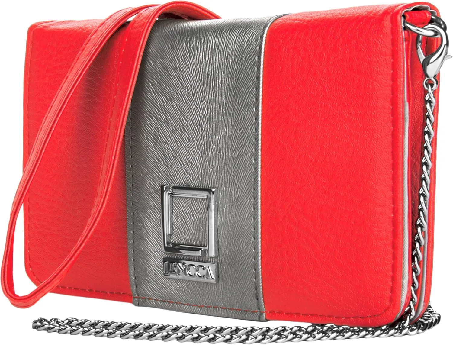 Womens Crossbody Cell Phone Wallet Clutch with Chain Strap for iPhone 12 11 Pro Max 6.7" 6.5" 6.1" (Pink Silver)