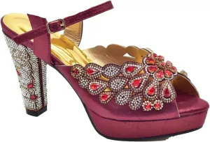 Women's Diamond-Embellished Luxury Set - Italian Designer Pumps & Matching Evening Bag
