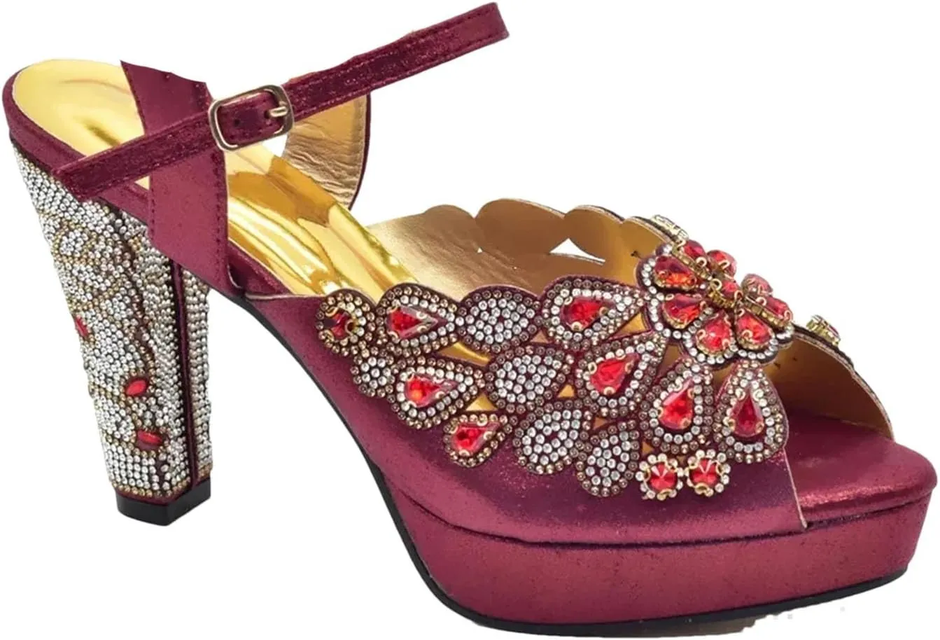 Women's Diamond-Embellished Luxury Set - Italian Designer Pumps & Matching Evening Bag