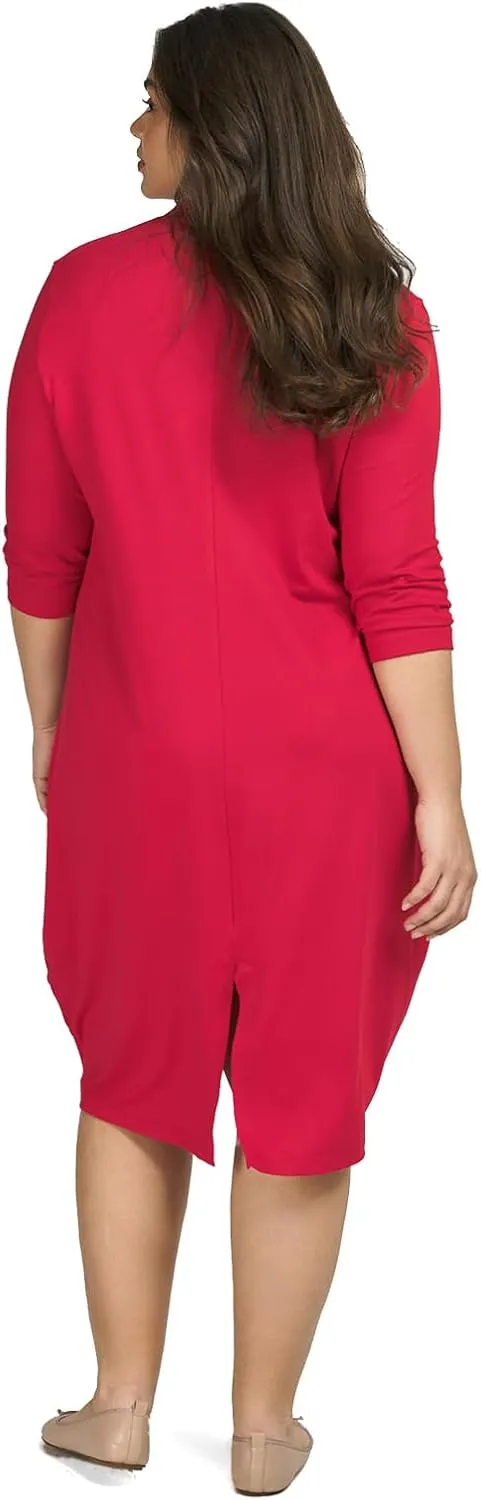 Women's Midi Cargo Plus Size Dress, Red Rose