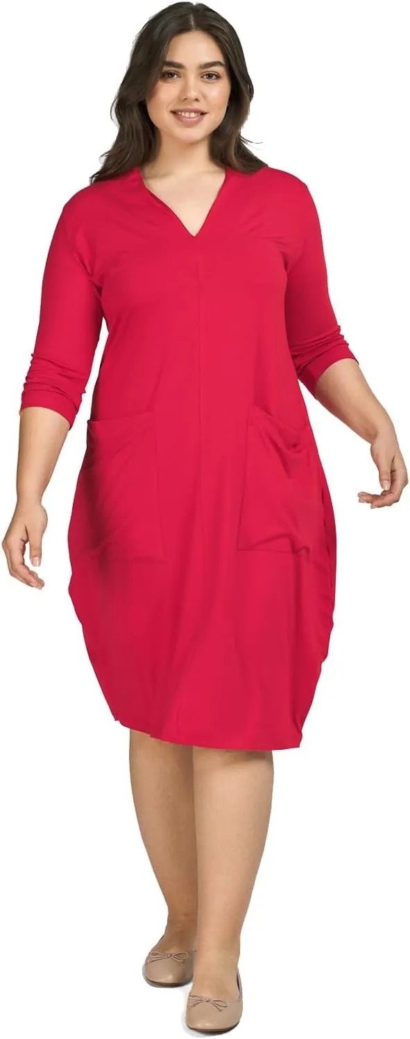 Women's Midi Cargo Plus Size Dress, Red Rose