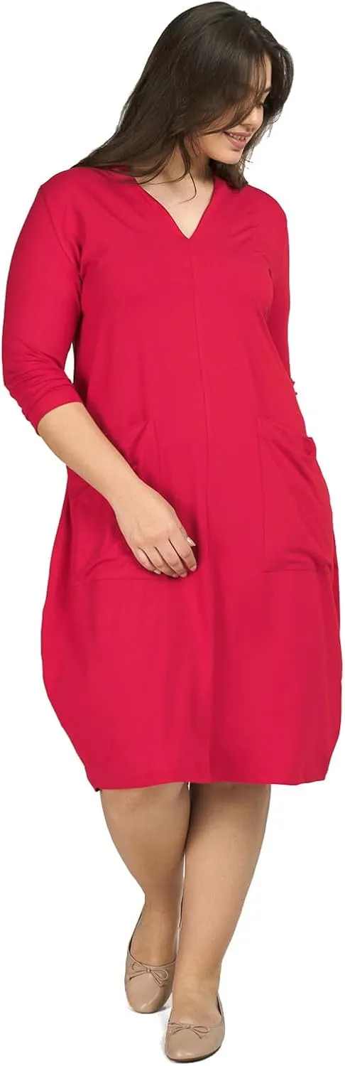 Women's Midi Cargo Plus Size Dress, Red Rose