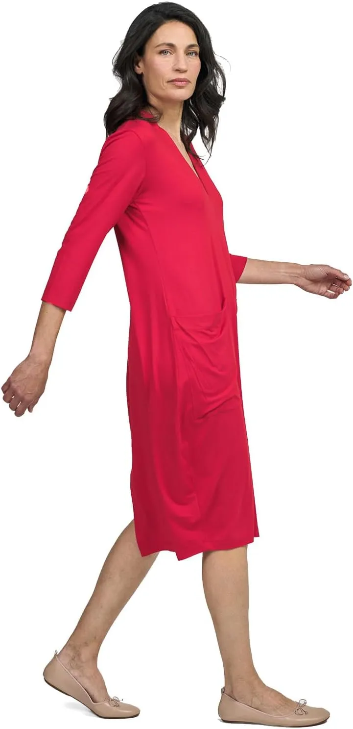 Women's Midi Cargo Plus Size Dress, Red Rose