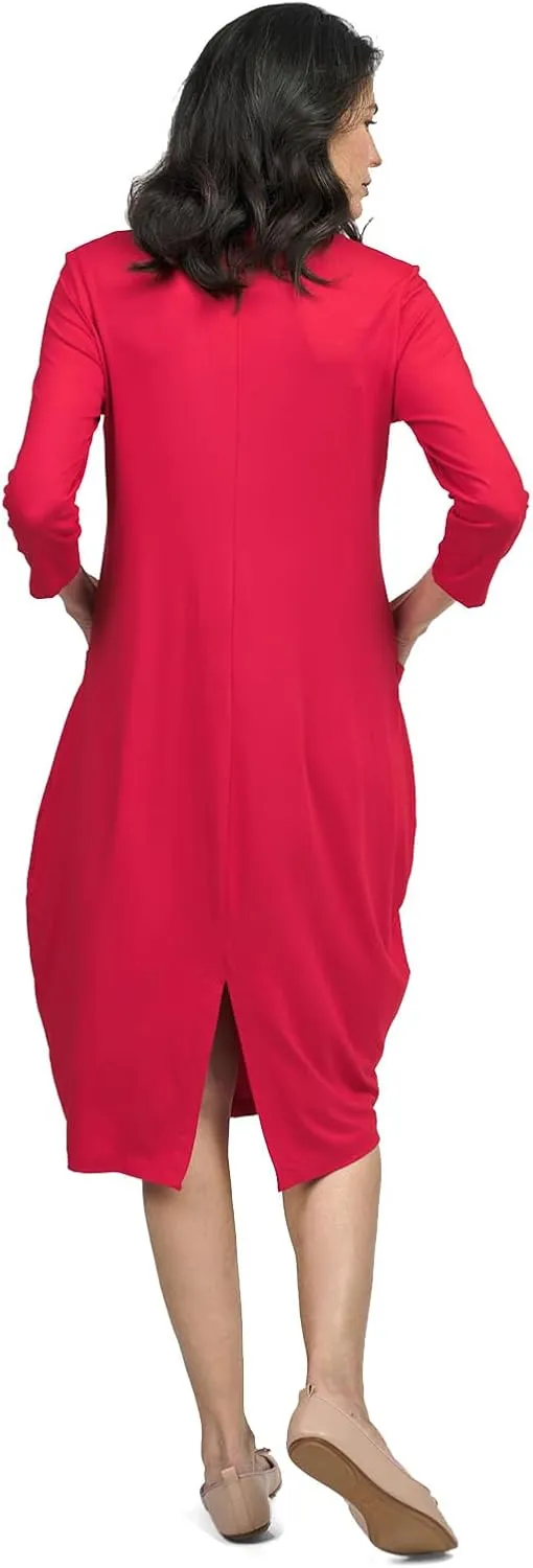 Women's Midi Cargo Plus Size Dress, Red Rose