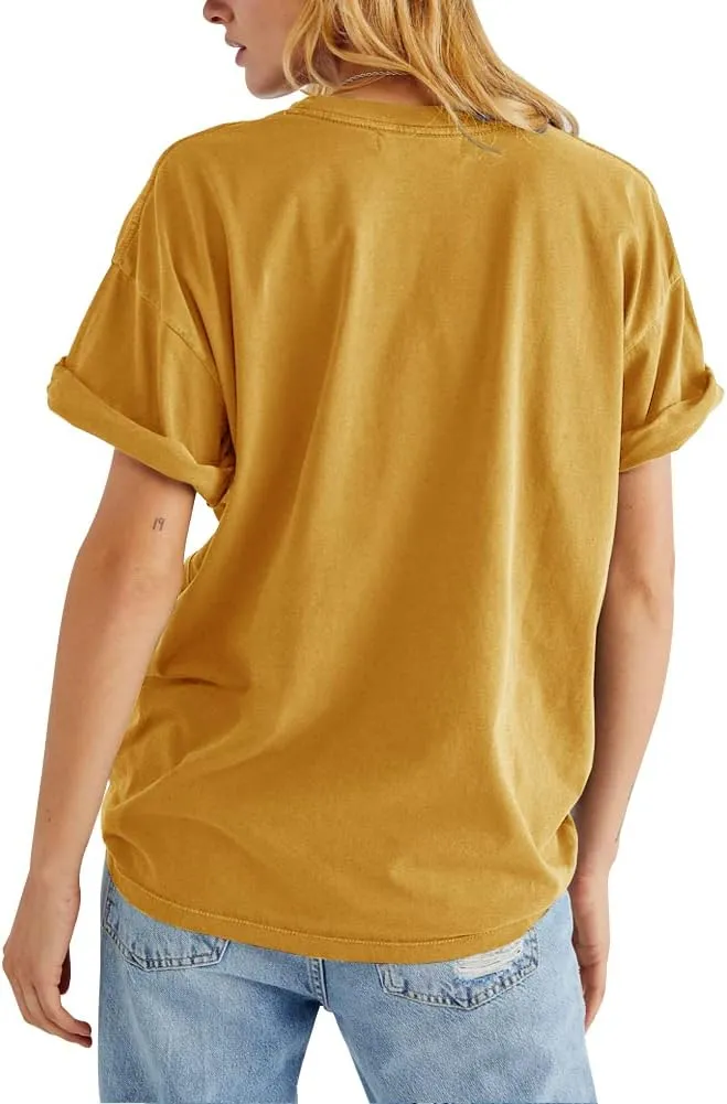 Womens Rose Graphic Tee T Shirt Loose Fit Summer Short Sleeve Casual Boyfriend Crew Neck Tops