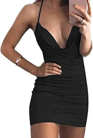 Women's Sexy Deep V-Neck Mini Club Dress