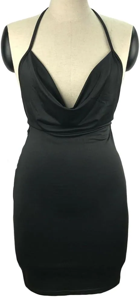 Women's Sexy Deep V-Neck Mini Club Dress