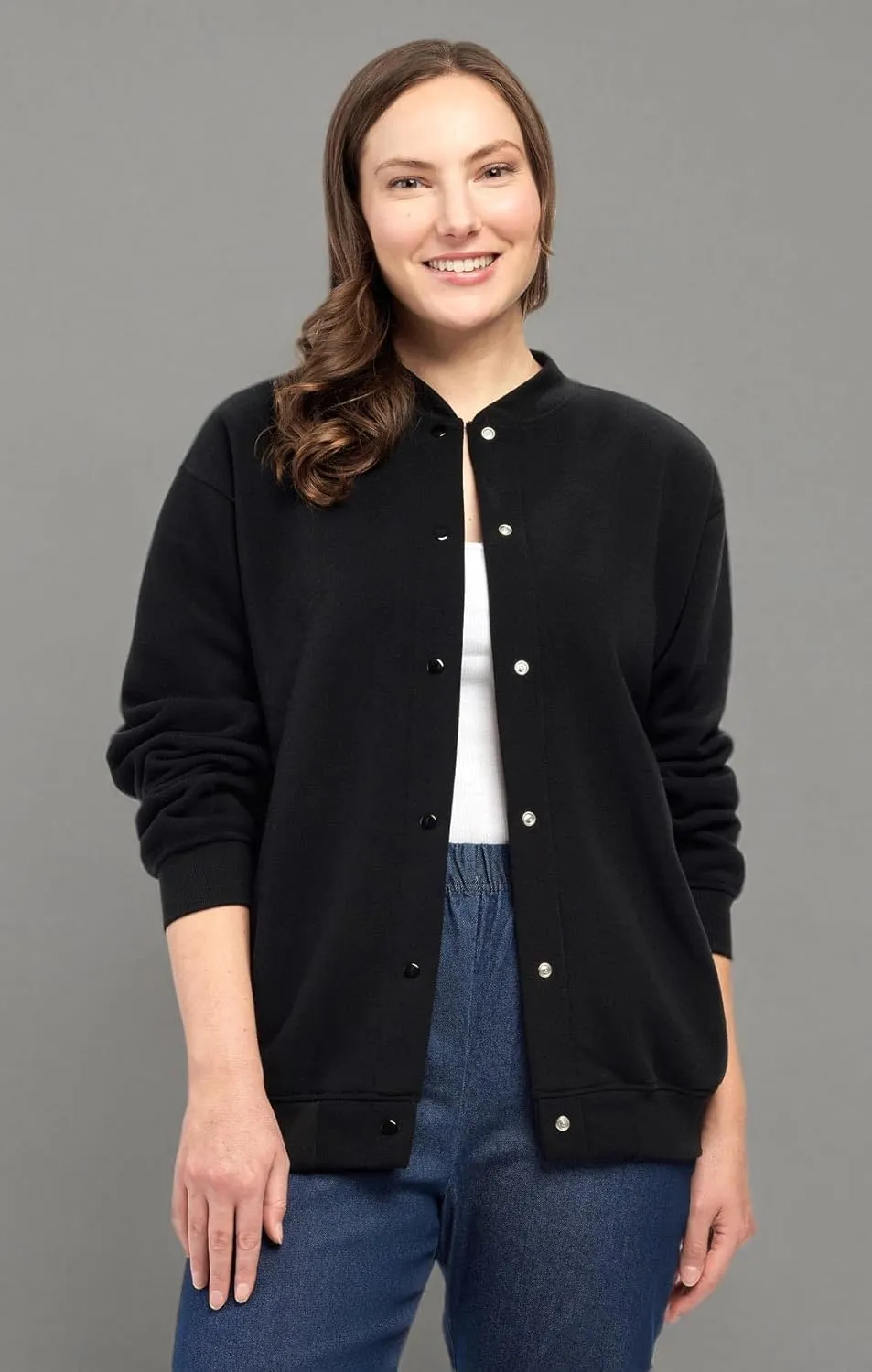 Womens Snap Up Jacket - Soft, Fleecy Lining for Three-Season Comfort