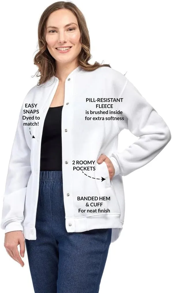 Womens Snap Up Jacket - Soft, Fleecy Lining for Three-Season Comfort