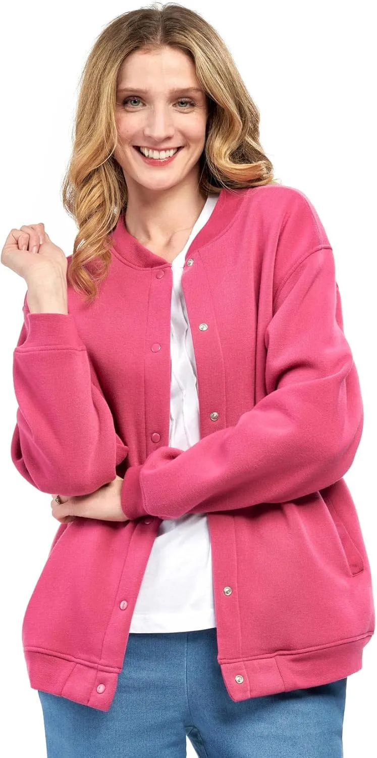 Womens Snap Up Jacket - Soft, Fleecy Lining for Three-Season Comfort