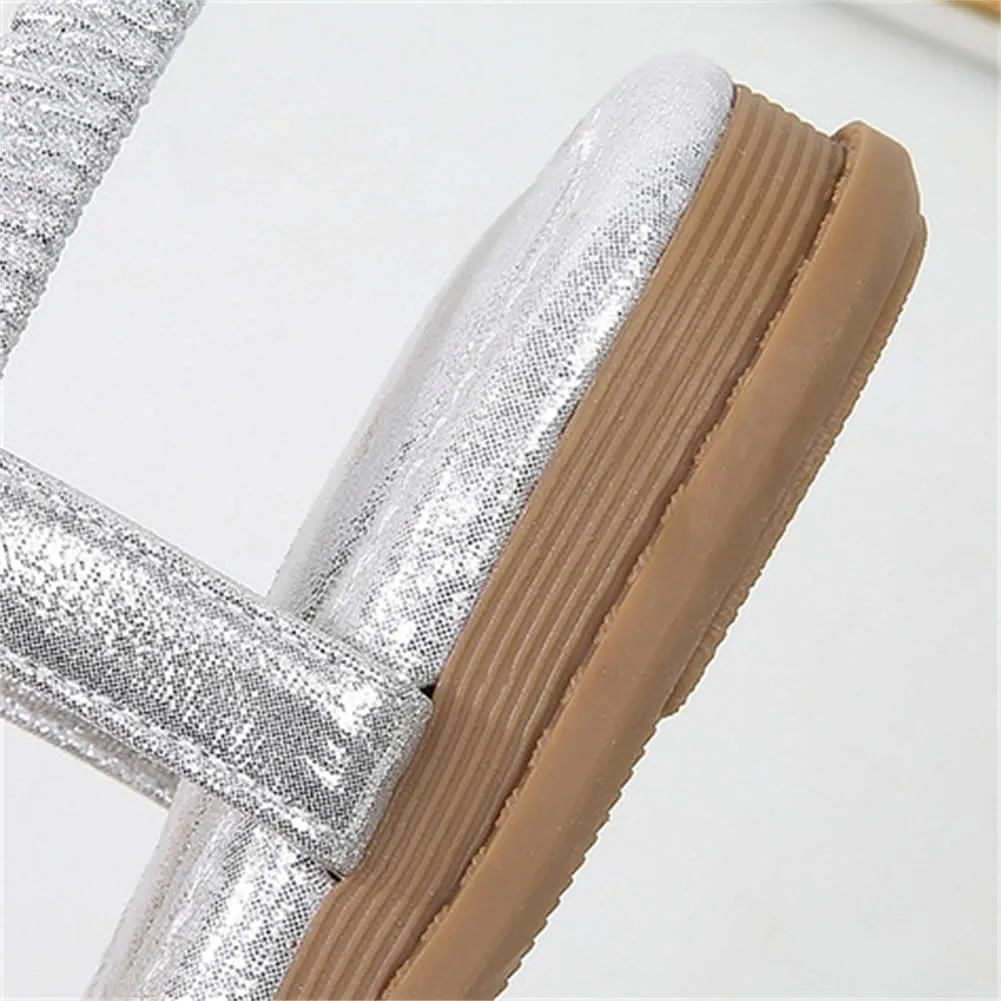 Women's T-Strap Beaded Flower Rhinestone Hollow Bohemian Flat Sandals Comfortable Low Heel Open Toe Sandals for Walking Beach