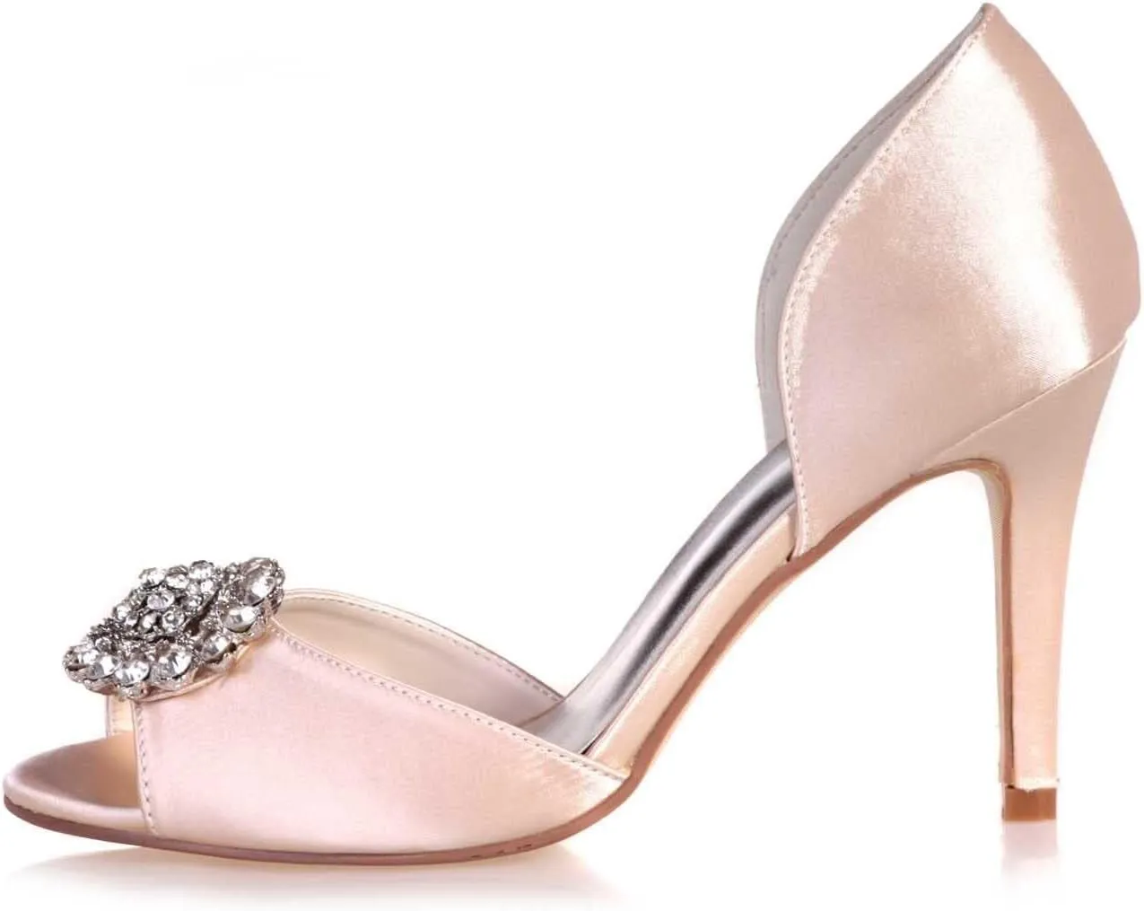 womens wedding Shoes Women's Kitten Heels Rhinestones for Women Open Toe Satin Block Evening High Heels Sandals Holiday Party Wedding Dress Pumps Shoes