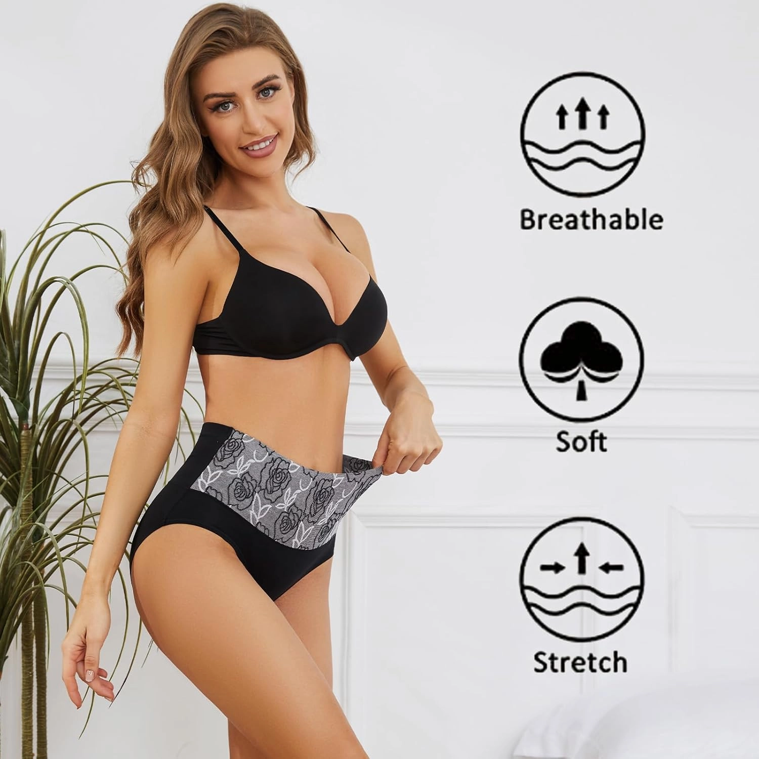 Womens Underwear Cotton Tummy Control High Waisted Underwear Soft Breathable Full Coverage Panties Multipack