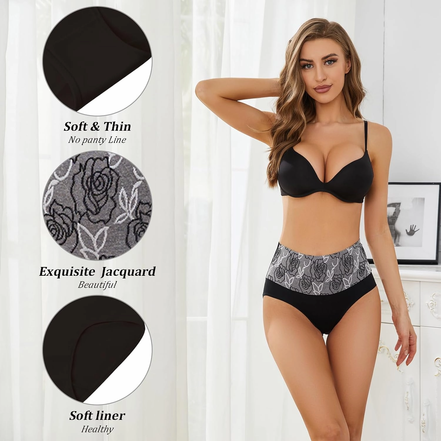 Womens Underwear Cotton Tummy Control High Waisted Underwear Soft Breathable Full Coverage Panties Multipack