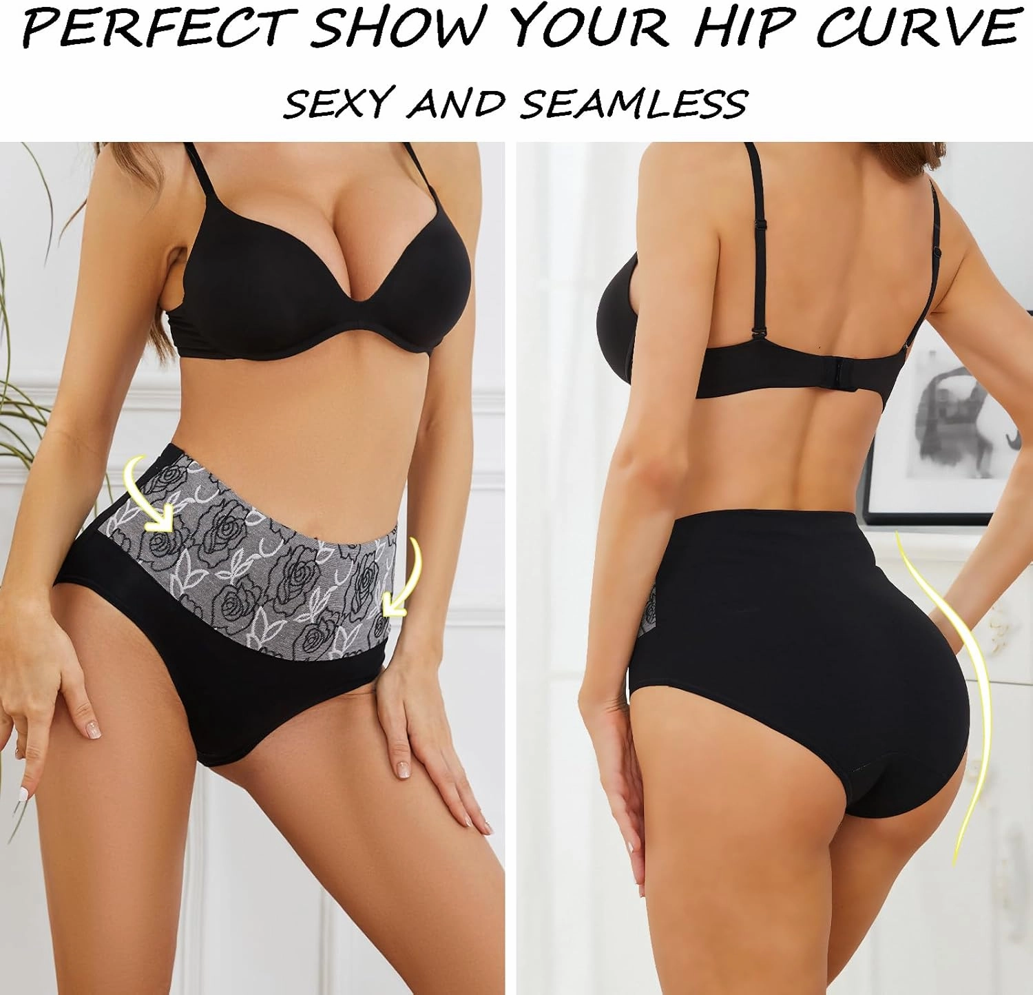 Womens Underwear Cotton Tummy Control High Waisted Underwear Soft Breathable Full Coverage Panties Multipack